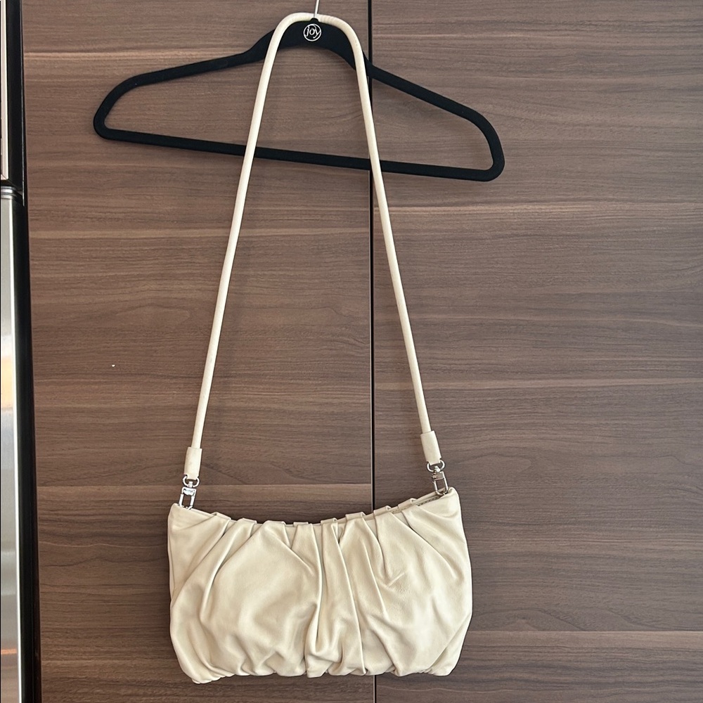 STAUD Large Bean Bag in Cream with Shoulder Strap